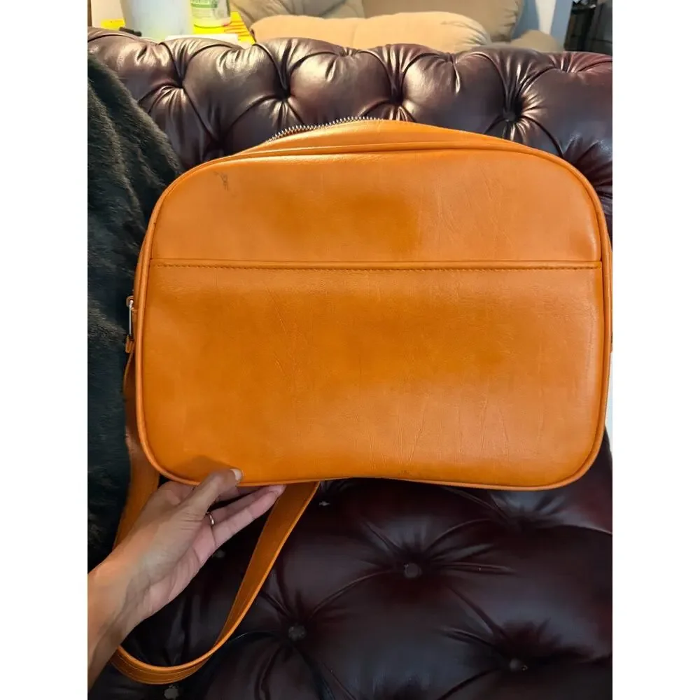 Vintage 70s Samsonite Royal Traveller Sidekicks Orange Vinyl Travel Shoulder